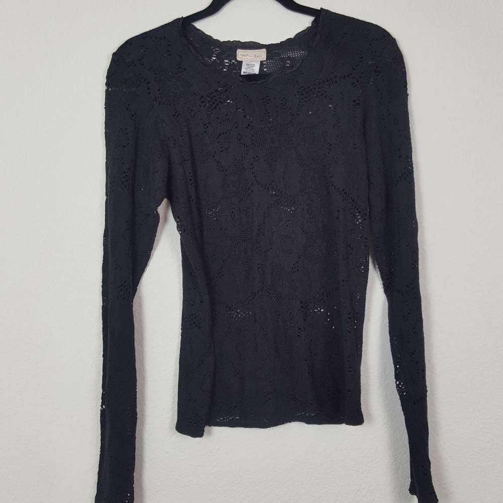 Anthropologie Neesh by DAR 》Cut Out Black Lace Top